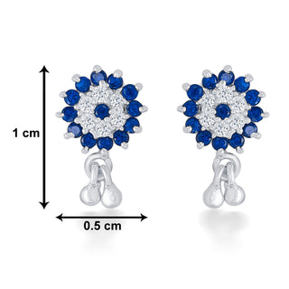 Nipura 925 Sterling Silver Blue Fairy Flower Studs for Kids