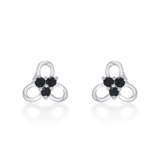 Nipura 925 Sterling Silver Black Trinity Blossom Studs for Kids