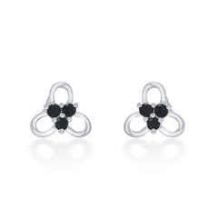 Nipura 925 Sterling Silver Black Trinity Blossom Studs for Kids