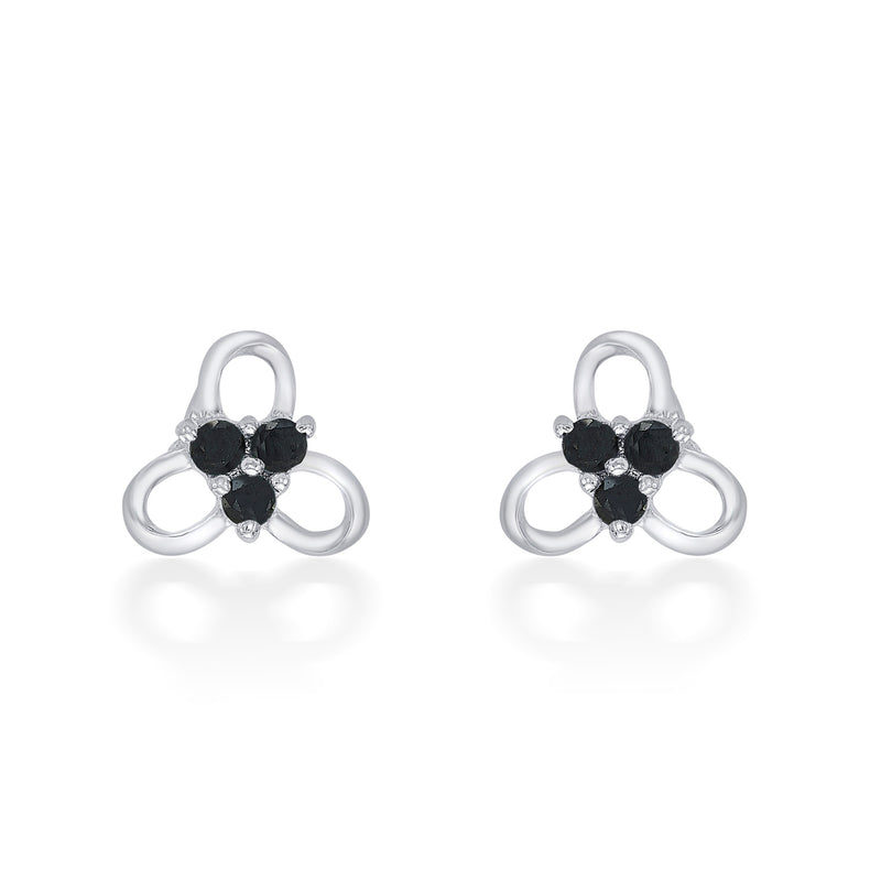 Nipura 925 Sterling Silver Black Trinity Blossom Studs for Kids