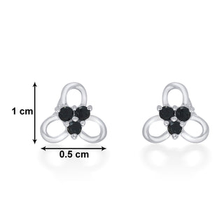 Nipura 925 Sterling Silver Black Trinity Blossom Studs for Kids