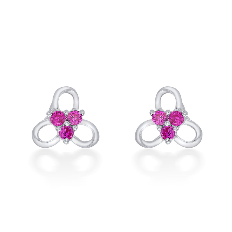 Nipura 925 Sterling Silver Pink Trinity Blossom Studs for Kids