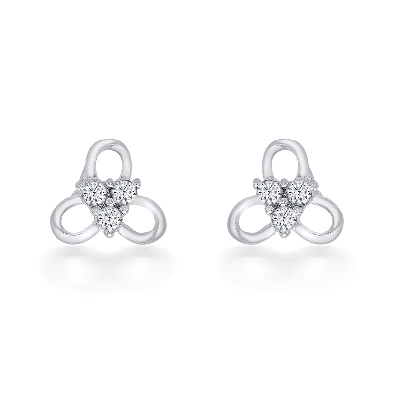 Nipura 925 Sterling Silver Zircon Trinity Blossom Studs for Kids