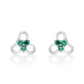 Nipura 925 Sterling Silver Green Trinity Blossom Studs for Kids