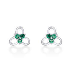 Nipura 925 Sterling Silver Green Trinity Blossom Studs for Kids