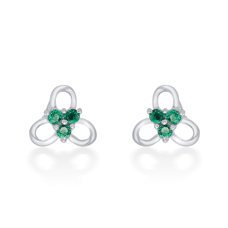 Nipura 925 Sterling Silver Green Trinity Blossom Studs for Kids