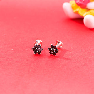 Nipura 925 Sterling Silver Black Twinkle Star Studs for Kids