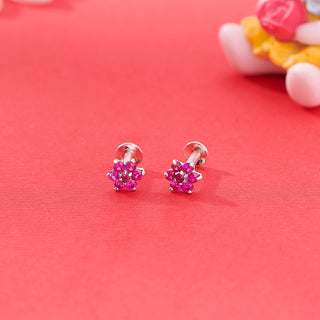 Nipura 925 Sterling Silver Pink Twinkle Star Studs for Kids