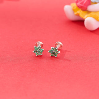 Nipura 925 Sterling Silver Green Twinkle Star Studs for Kids