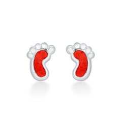 Nipura 925 Sterling Silver Red Tiny Toes Studs for Kids