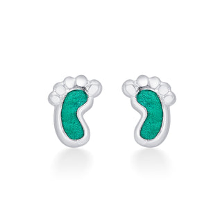 Nipura 925 Sterling Silver Green Tiny Toes Studs for Kids