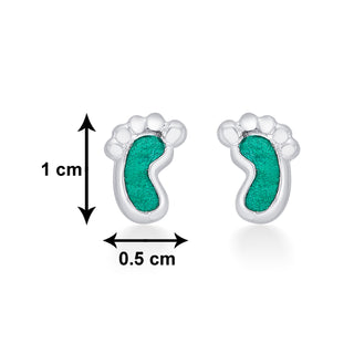 Nipura 925 Sterling Silver Green Tiny Toes Studs for Kids