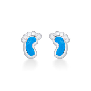 Nipura 925 Sterling Silver Blue Tiny Toes Studs for Kids