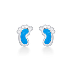 Nipura 925 Sterling Silver Blue Tiny Toes Studs for Kids
