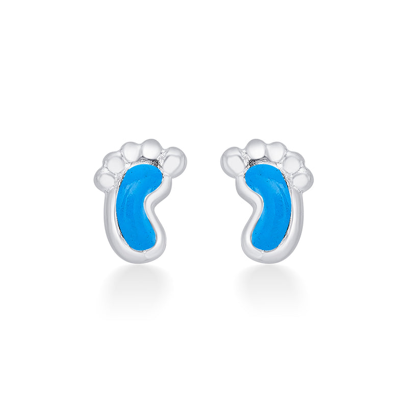 Nipura 925 Sterling Silver Blue Tiny Toes Studs for Kids