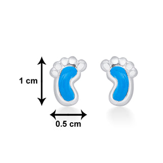 Nipura 925 Sterling Silver Blue Tiny Toes Studs for Kids