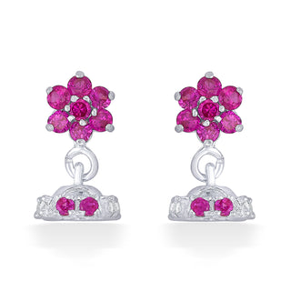 Nipura Sterling Silver Bloom Drop Stud Earrings for Kids, Baby | Elegant Pink Bloom Design |Stylish Drop Studs | Ideal Gift for Children | Kids Jewelry