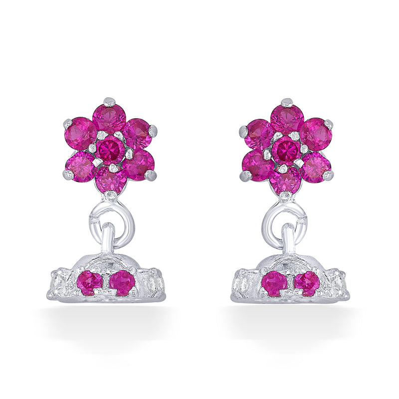 Nipura Sterling Silver Bloom Drop Stud Earrings for Kids, Baby | Elegant Pink Bloom Design |Stylish Drop Studs | Ideal Gift for Children | Kids Jewelry