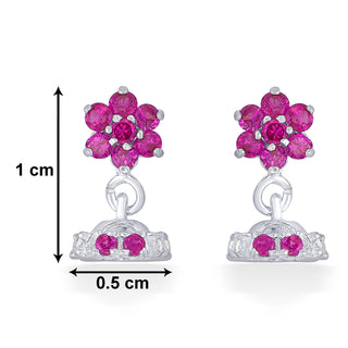 Nipura Sterling Silver Bloom Drop Stud Earrings for Kids, Baby | Elegant Pink Bloom Design |Stylish Drop Studs | Ideal Gift for Children | Kids Jewelry