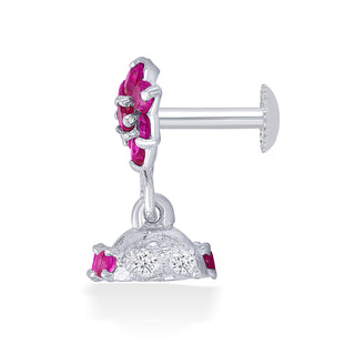 Nipura Sterling Silver Bloom Drop Stud Earrings for Kids, Baby | Elegant Pink Bloom Design |Stylish Drop Studs | Ideal Gift for Children | Kids Jewelry