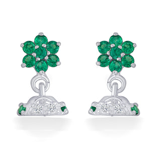 Nipura Sterling Silver Bloom Drop Stud Earrings for Kids, Girls, Baby | Charming Green Bloom Design | Stylish and Elegant for Girls | Ideal Gift for Children
