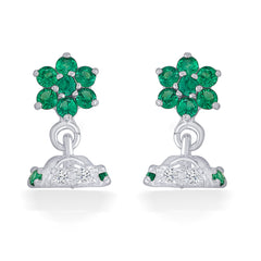 Nipura Sterling Silver Bloom Drop Stud Earrings for Kids, Girls, Baby | Charming Green Bloom Design | Stylish and Elegant for Girls | Ideal Gift for Children