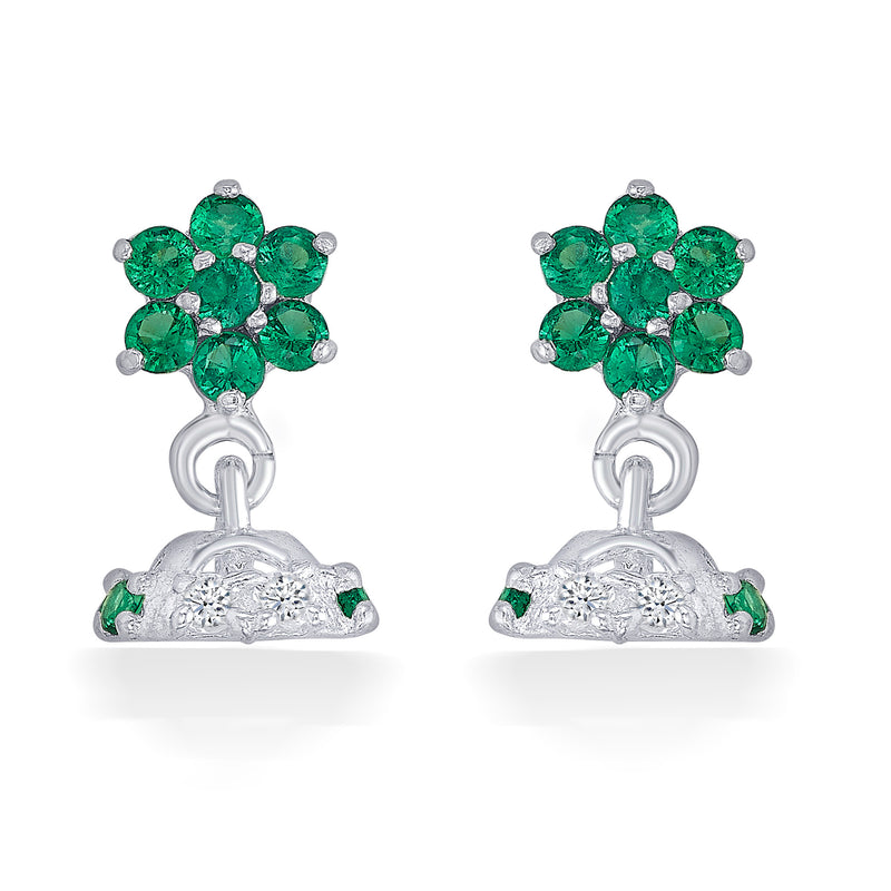 Nipura Sterling Silver Bloom Drop Stud Earrings for Kids, Girls, Baby | Charming Green Bloom Design | Stylish and Elegant for Girls | Ideal Gift for Children
