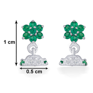 Nipura Sterling Silver Bloom Drop Stud Earrings for Kids, Girls, Baby | Charming Green Bloom Design | Stylish and Elegant for Girls | Ideal Gift for Children