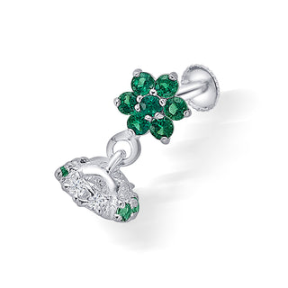 Nipura Sterling Silver Bloom Drop Stud Earrings for Kids, Girls, Baby | Charming Green Bloom Design | Stylish and Elegant for Girls | Ideal Gift for Children
