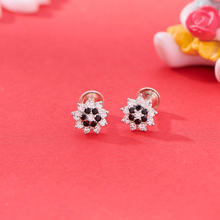 Nipura 925 Sterling Silver Gracie Black  Floral Studs for Kids
