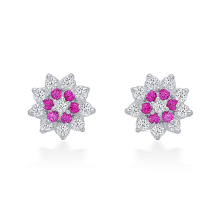 Nipura 925 Sterling Silver Gracie Pink Floral Studs for Kids