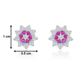Nipura 925 Sterling Silver Gracie Pink Floral Studs for Kids