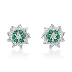 Nipura 925 Sterling Silver Gracie Green Floral Studs for Kids