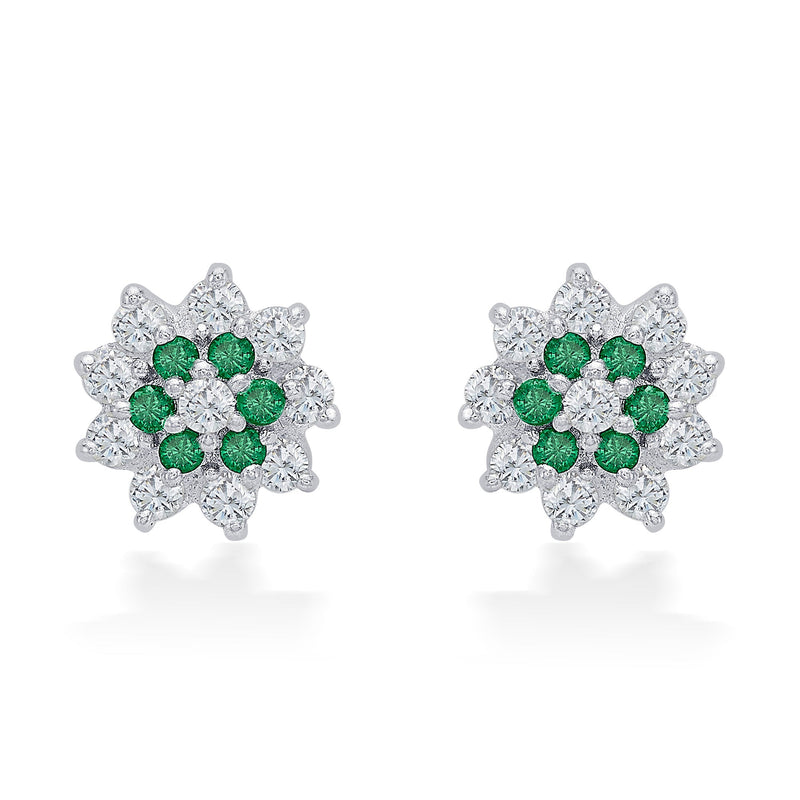Nipura 925 Sterling Silver Gracie Green Floral Studs for Kids