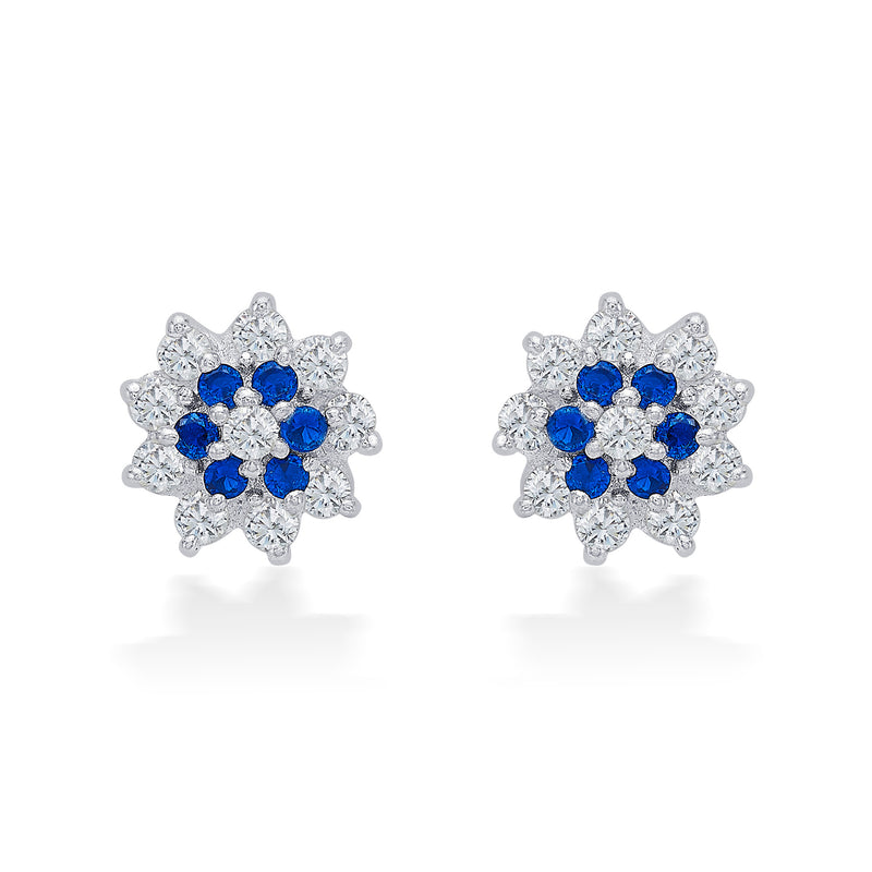Nipura 925 Sterling Silver Gracie Blue Floral Studs for Kids