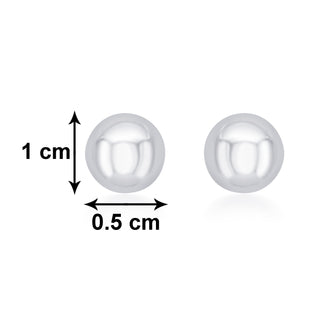 Nipura Sterling Silver Round Ball Stud Earrings for Kids, Girls, Baby | Big Round Stud Earrings | Kids Silver Jewellery,Ideal Gift for Kids