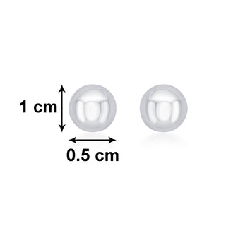 Nipura Sterling Silver Round Ball Stud Earrings for Kids, Girls, Baby | Small Round Stud Earrings | Cute Earrings for Girls | Kids Silver Jewellery,Ideal Gift for Kids