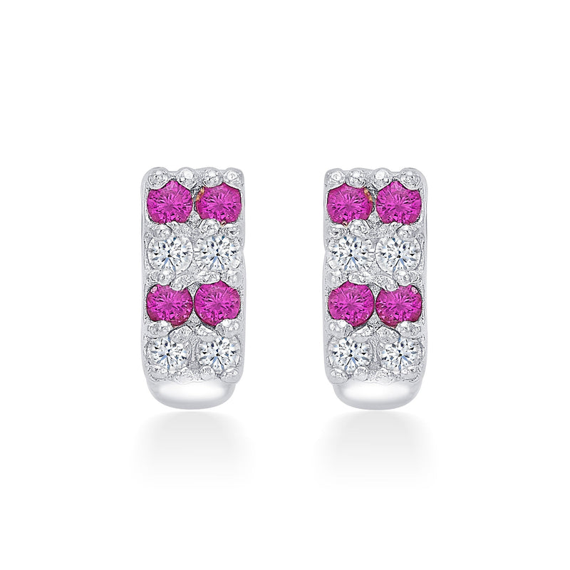 Nipura 925 Sterling Silver Pink-white Twinkling Studs for Kids
