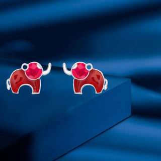 Nipura 925 Sterling Silver Red Dumboo Studs for Kids