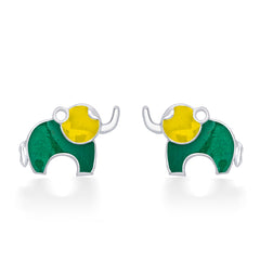 Nipura 925 Sterling Silver Green Dumboo Studs for Kids