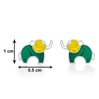 Nipura 925 Sterling Silver Green Dumboo Studs for Kids