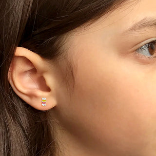 Nipura 925 Sterling Silver Yellow-pink Toffee Twinkle Studs for Kids