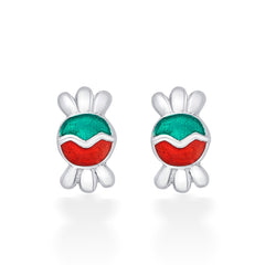 Nipura 925 Sterling Silver Green-red Toffee Twinkle Studs for Kids