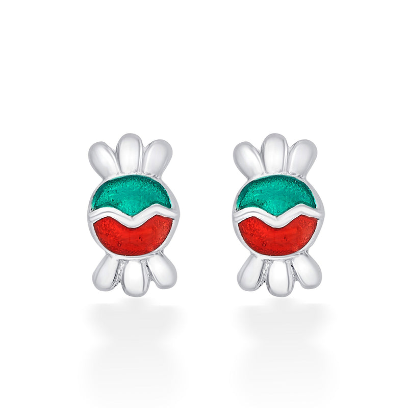 Nipura 925 Sterling Silver Green-red Toffee Twinkle Studs for Kids