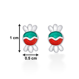 Nipura 925 Sterling Silver Green-red Toffee Twinkle Studs for Kids