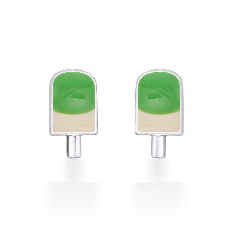 Nipura 925 Sterling Silver Sweet Green Candy Charm Stud Earrings for Kids