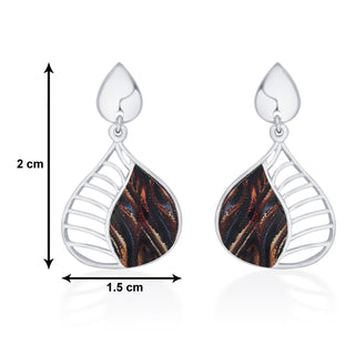 Nipura 925 Sterling Silver Brown Enamel Tear Drop Earrings