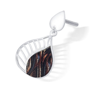Nipura 925 Sterling Silver Brown Enamel Tear Drop Earrings