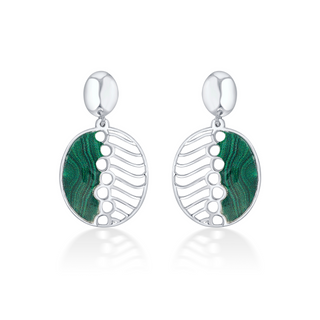 Nipura 925 sterling silver green enamel circular shape earrings