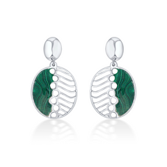 Nipura 925 sterling silver green enamel circular shape earrings